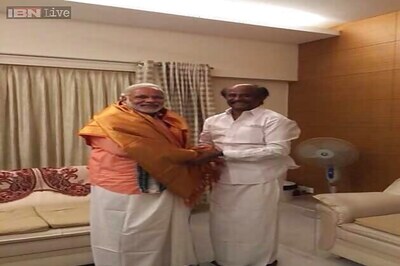Snapshot: Narendra Modi meets superstar Rajinikanth in Chennai