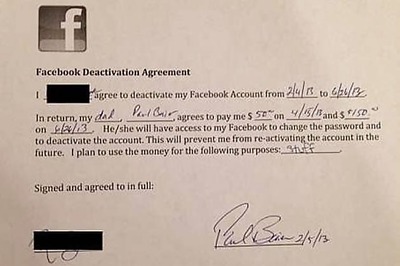 Father promises teen daughter $200 to quit Facebook for 5 months