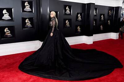 Grammys 2018: Lady Gaga Brings Drama to the Grammys Red Carpet in a Massive Train Gown