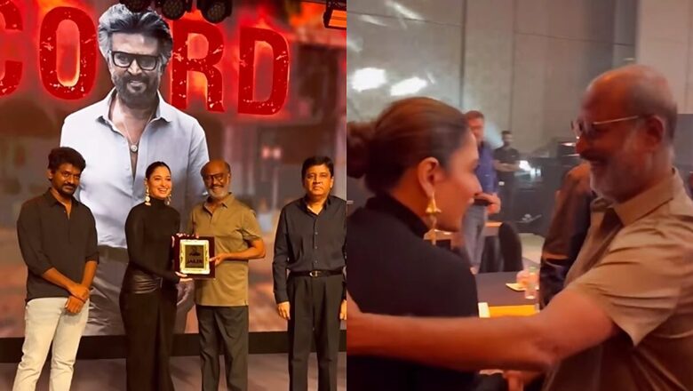 Tamannaah Bhatia Sizzles In Black, Gives Tight Hug To Rajinikanth At Jailer Party, Video Goes Viral