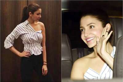 Anushka Sharma Is A Stunner In This One-Shoulder, Classic Striped Shirt