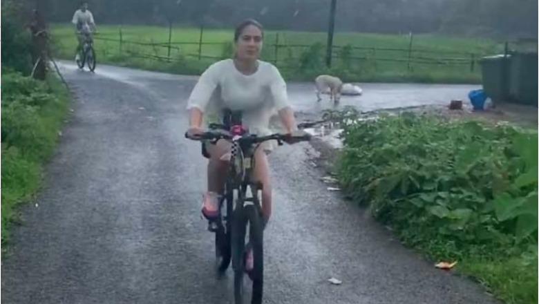 Sara Ali Khan Enjoys Monsoon as She Cycles with Brother Ibrahim on a Rainy Day