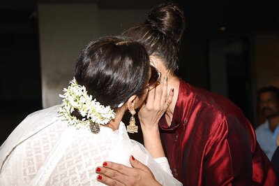 Rekha Hugs, Kisses Manisha Koirala Affectionately During Dear Maya Special Screening