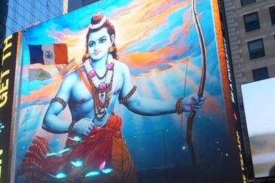Times Square Lined Up with Billboards Announcing Arrival of Lord Ram as Indians Abroad Celebrate
