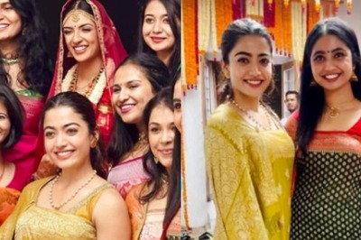 Rashmika Mandanna Drapes Saree as She Attends Childhood Friend’s Wedding; See Pics
