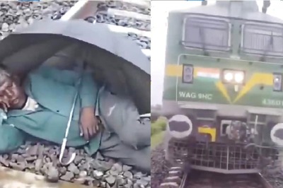Video: UP Man Sleeps Under Umbrella On Railway Track As Train Approaches. Here’s What Happens Next