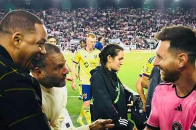 'Catchup of Happyness': Lionel Messi Greets Will Smith During Inter Miami's Win Over Real Salt Lake