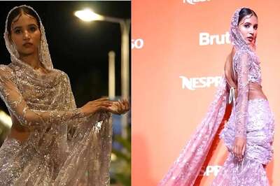 Nancy Tyagi’s Lilac Shimmery Hooded Saree On Second Cannes Look Is Giving Us A Run For Money