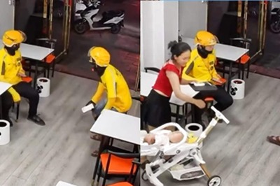'The World We Need': Internet On Video Of  Delivery Agents Taking Care Of Restaurant Owner’s Baby