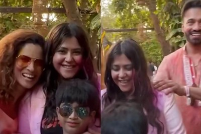 Ekta Kapoor Poses With Ankita Lokhande, Calls Vicky Jain 'Jiju' At Holi Bash | Watch Video