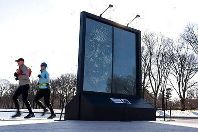 VP's Historic Election Celebrated In Cracked Glass Portrait