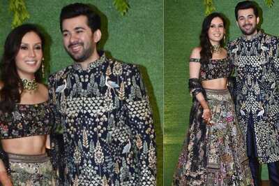 Karan Deol and Drisha Acharya Look Absolutely Adorable in Floral-Embroidered Attires at Their Sangeet; See Photos