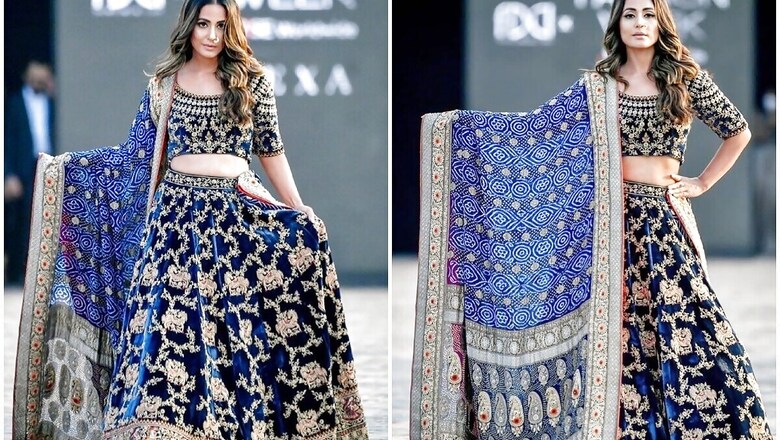 Hina Khan Dons Exquisite Blue Velvet Lehenga, Leaves Fans Gushing Over her New Look