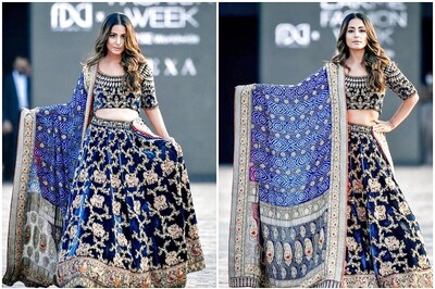 Hina Khan Dons Exquisite Blue Velvet Lehenga, Leaves Fans Gushing Over her New Look