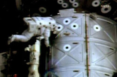 Sunita takes her first stroll in space