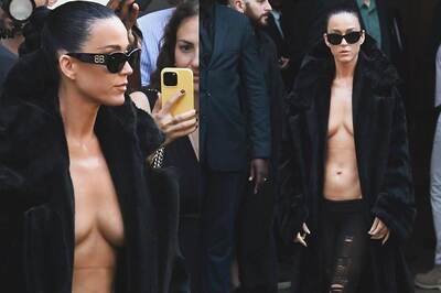 Katy Perry Goes Almost Naked in Just a Fur Coat at Paris Couture Week, See Pictures