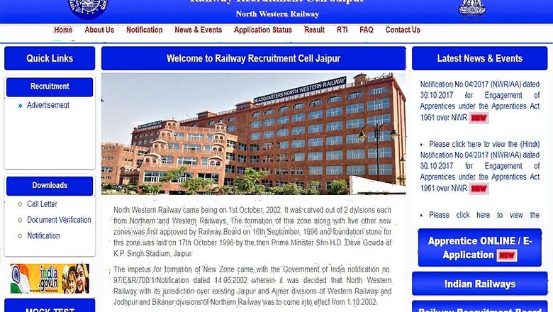 North Western Railway Recruitment 2017: 1164 Apprentice Vacancies for RRC Jaipur; Last Date 29th Nov 2017