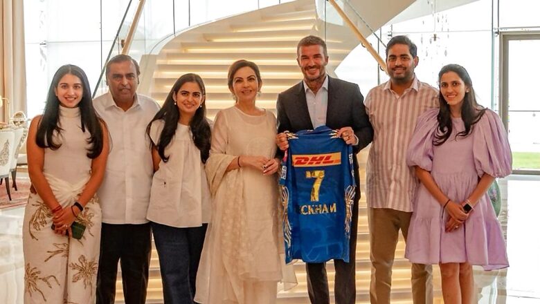 'When Football Meets Cricket..': Ambani Family Host David Beckham, Gift Him Mumbai Indians Jersey