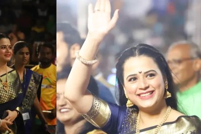 Prajakta Gaikwad Attends A Kabaddi Match In An Ethereal Dark Blue Saree