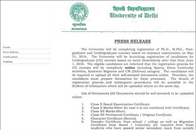 DU Undergraduate Admissions Delayed, to Begin From June 1