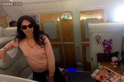 Snapshot: Mallika Sherawat tweets photo from her first class airplane suite