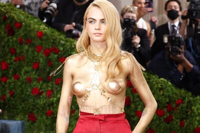 Cara Delevingne Strips, Goes Topless On Met Gala 2022 Red Carpet; Covers Her Modesty With Pasties