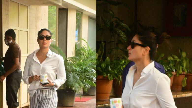 Kareena Kapoor Khan Looks Chic in Shirt and Striped Pants as She Steps Out for Work, See Pics