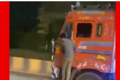 Hyderabad Man Hangs On Side Of Speeding Truck As Vehicle Drags His Two-Wheeler Underneath | WATCH