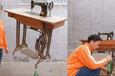Watch: Chinese Man Balances Sewing Machine On Glass Bottles