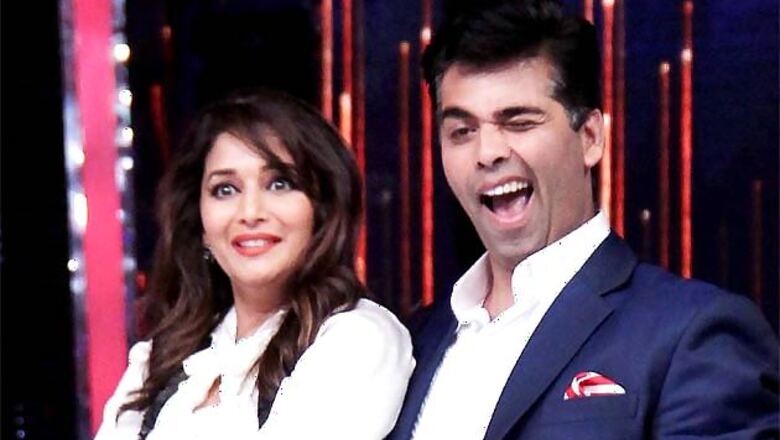 Snapshot: Is Madhuri Dixit surprised to see Karan Johar dance?