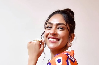 Mrunal Thakur A Sight For Sore Eyes In Printed Orange Jumpsuit, Check Pics