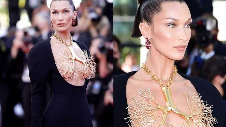 Bella Hadid's Golden Lung Necklace Turns Heads at Cannes Film Festival; See Photos