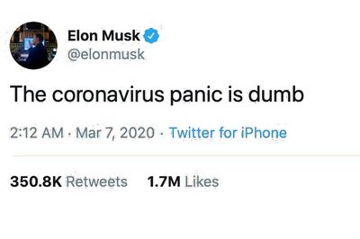 Elon Musk Thinks Coronavirus Panic is Dumb, But Chances Are He is Absolutely Wrong