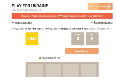 Play for Ukraine: A Game to Attack Russian Websites Gains Popularity