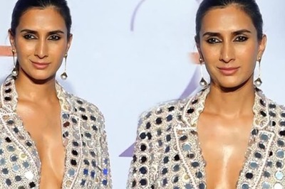 Pragya Kapoor Shines as Surily G's Showstopper in Mirror Work Cropped Blazer and Orange Skirt