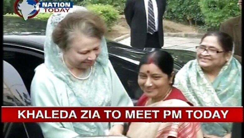 Khaleda Zia arrives in the capital, meets Sushma